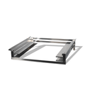 Ein rechteckiger Metallrahmen aus rostfreiem Stahl mit flachen, horizontalen Stäben auf jeder Seite, fotografiert auf Weiß - ein ideales Effeuno Ofen Stapel-Kit von Effeuno und perfektes Pizzaofen-Zubehör zum organisierten Stapeln.