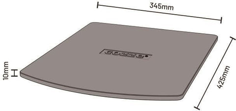 Abbildung des Cozze Pizzasteins für 13 Zoll Pizzaofen CLASSIC: ein rechteckiger Cordierit-Stein (345mm x 425mm x 10mm) mit dezenter Rundung und zentralem Logo - ideal für Ihren Cozze-Pizzaofen.
