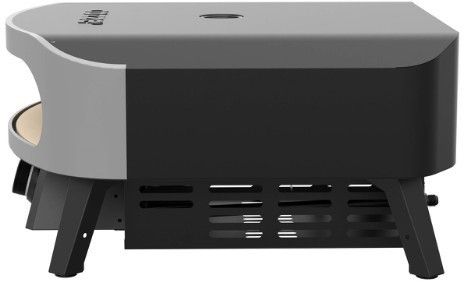 Der Cozze 17 Zoll Pizzaofen CLASSIC von Cozze ist ein moderner, kompakter Outdoor-Pizzaofen in Schwarz und Grau mit seitlicher Öffnung, stabilen Beinen und einem Cordierit-Pizzastein für knusprige Krusten. Gas 50mbar - CH-Regler inklusive.