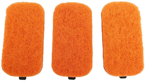 Der Cozze Scheuerschwamm 3er Pack enthält drei rechteckige orangefarbene Scheuerschwämme mit strukturierter Oberfläche, ideal für Plancha Reinigung und Grillreinigung, nebeneinander auf weißem Hintergrund abgebildet.