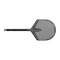 Der Gozney Off Black Pro Aluminium Pizzaheber von Gozney ist ein Pizzaschieber mit langem Griff, der aus einem perforierten, runden Metallpaddel mit flacher Kante und schwarzem Griff besteht. Das für den erfahrenen Pizzabäcker konzipierte Paddel hat zahlreiche kleine Löcher zur Belüftung und der Griff ist mit Maßangaben und dem Markennamen „Gozney“ gekennzeichnet.