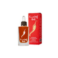 Eine Flasche Galantino Olivenöl F*ing Hot mit Tropfverschluss und "F*ing Hot"-Etikett steht neben der roten Schachtel mit einer Chilischoten-Illustration und italienischen Details - ideal für Fans von scharfen Aromen.