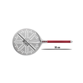Die Cerutti Inox Cerutti Tulip Pizzaschaufel rund perforiert Ø36cm hat eine runde perforierte Metallpfanne und einen 30 cm langen roten Stiel mit einem Aufhängeloch zur einfachen Aufbewahrung. Hergestellt in Italien.