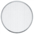 Ein rundes Metallgitter mit stabilem Rahmen um den Rand, perfekt für knusprigere Pizza. Bekannt als Pizzagitter 35 CM von Pizzalovers, besteht das Gitter aus kleinen rautenförmigen Öffnungen, die für gleichmäßigeres Garen sorgen. Der Rahmen erscheint glatt und etwas dicker als das Gitter selbst vor einem schlichten weißen Hintergrund.