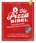 Ein roter Buchumschlag mit dem Titel „Die Pizza-Bibel“ und einem weißen Kronenlogo über dem Titel. Der Untertext lautet „Von der Kunst, perfekte Pizza zu backen“ von Tony Gemignani, der als 13-facher Pizza-Weltmeister gefeiert wird. Der Umschlag zeigt außerdem ein Silbermedaillensymbol und das Ulmer-Logo oben rechts. **Produktname:** Die Pizza Bibel (Buch) **Markenname:** Ava Verlagsauslieferung